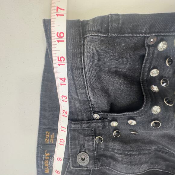 Men’s Moto skinny ripped inlaid embellished mid rise Majestik jeans distressed - Picture 3 of 15